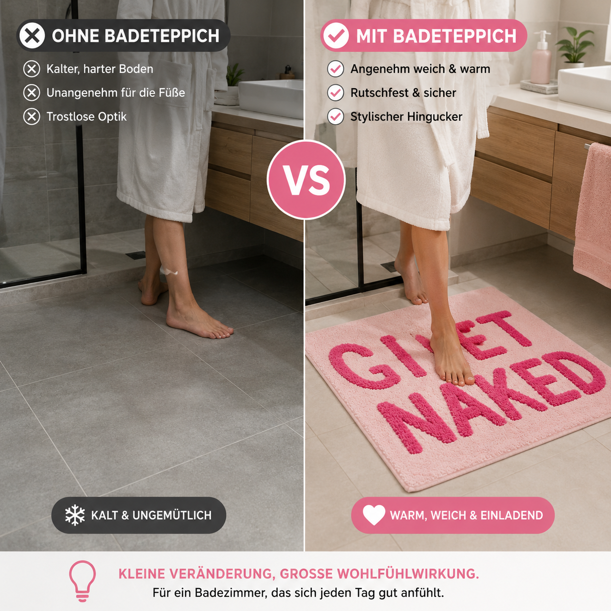 Tufted Designer Rug "Get Naked" Pink 80×50 cm