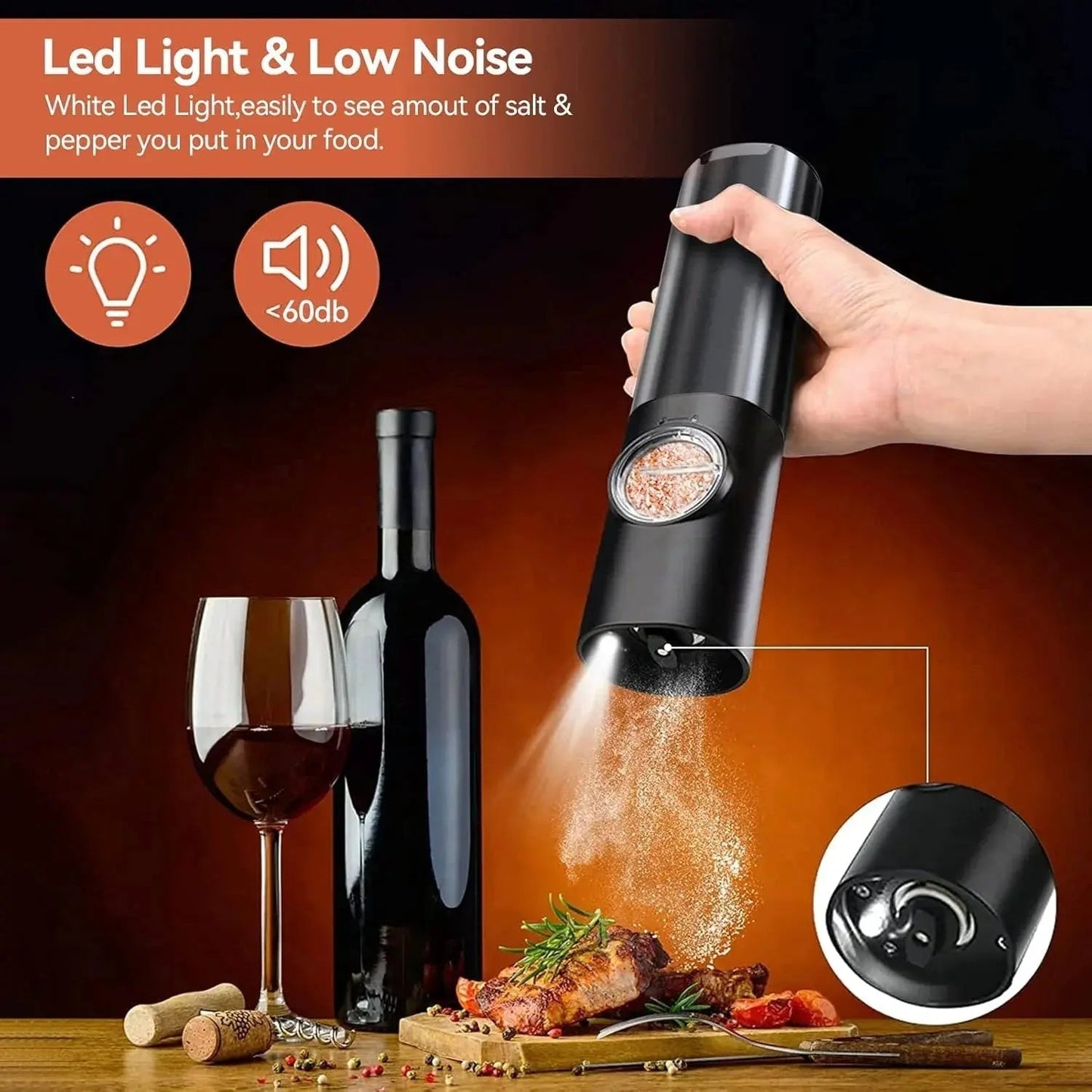 Electric Spice Grinder Set with USB-C Charging Station