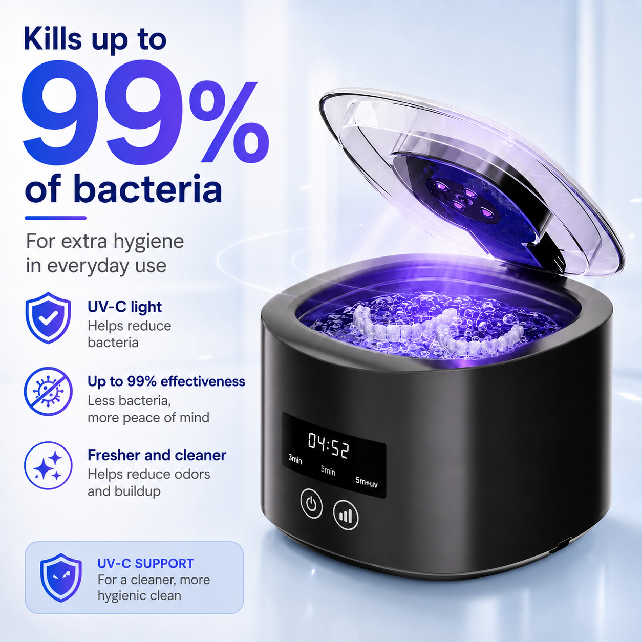 Ultrasonic UV-C Denture Cleaner