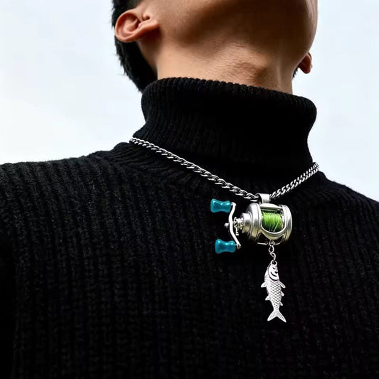 Miniature Fishing Reel Necklace Pendant
