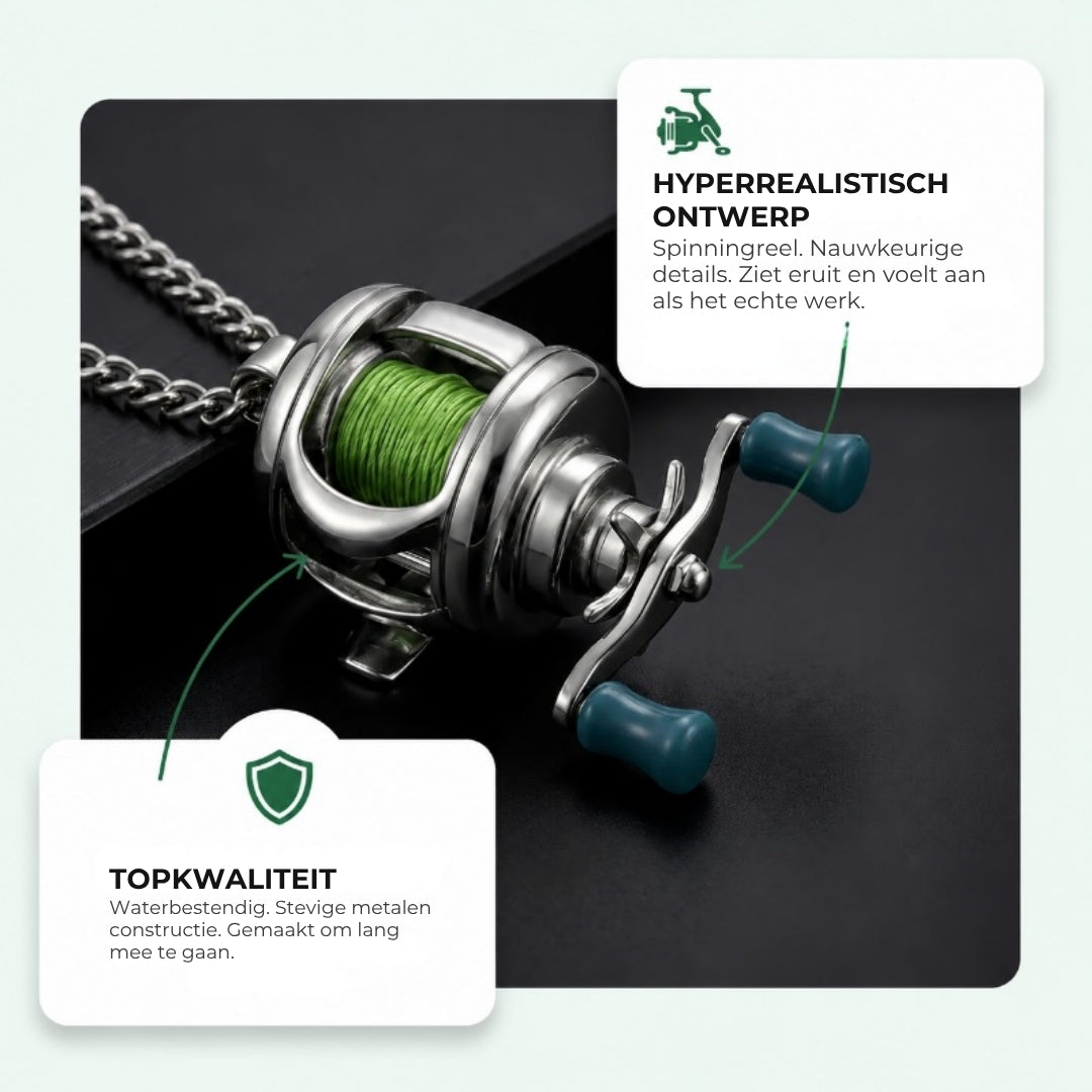 Miniature Fishing Reel Necklace Pendant