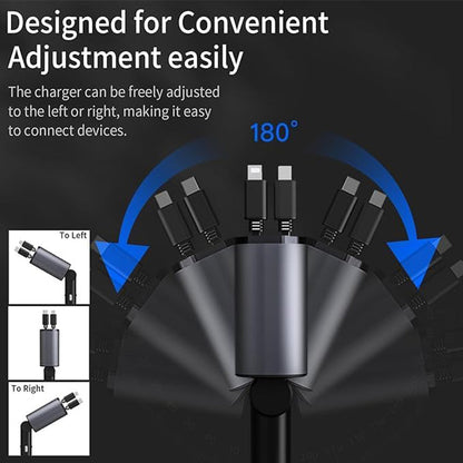 4-in-1 Retractable Car Charger with Fast Charging