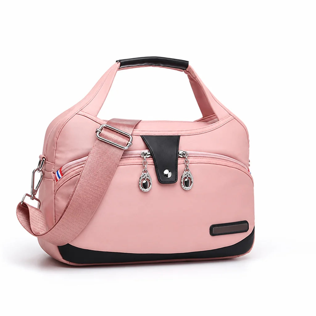 Anti-theft waterproof nylon crossbody bag with multiple zippers