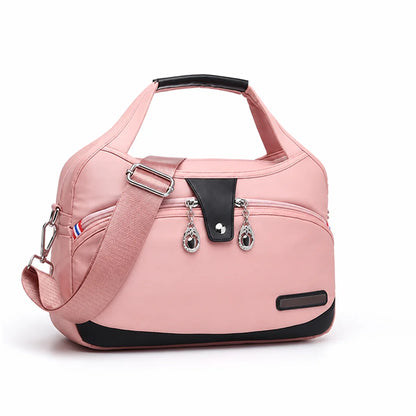 Anti-theft waterproof nylon crossbody bag with multiple zippers