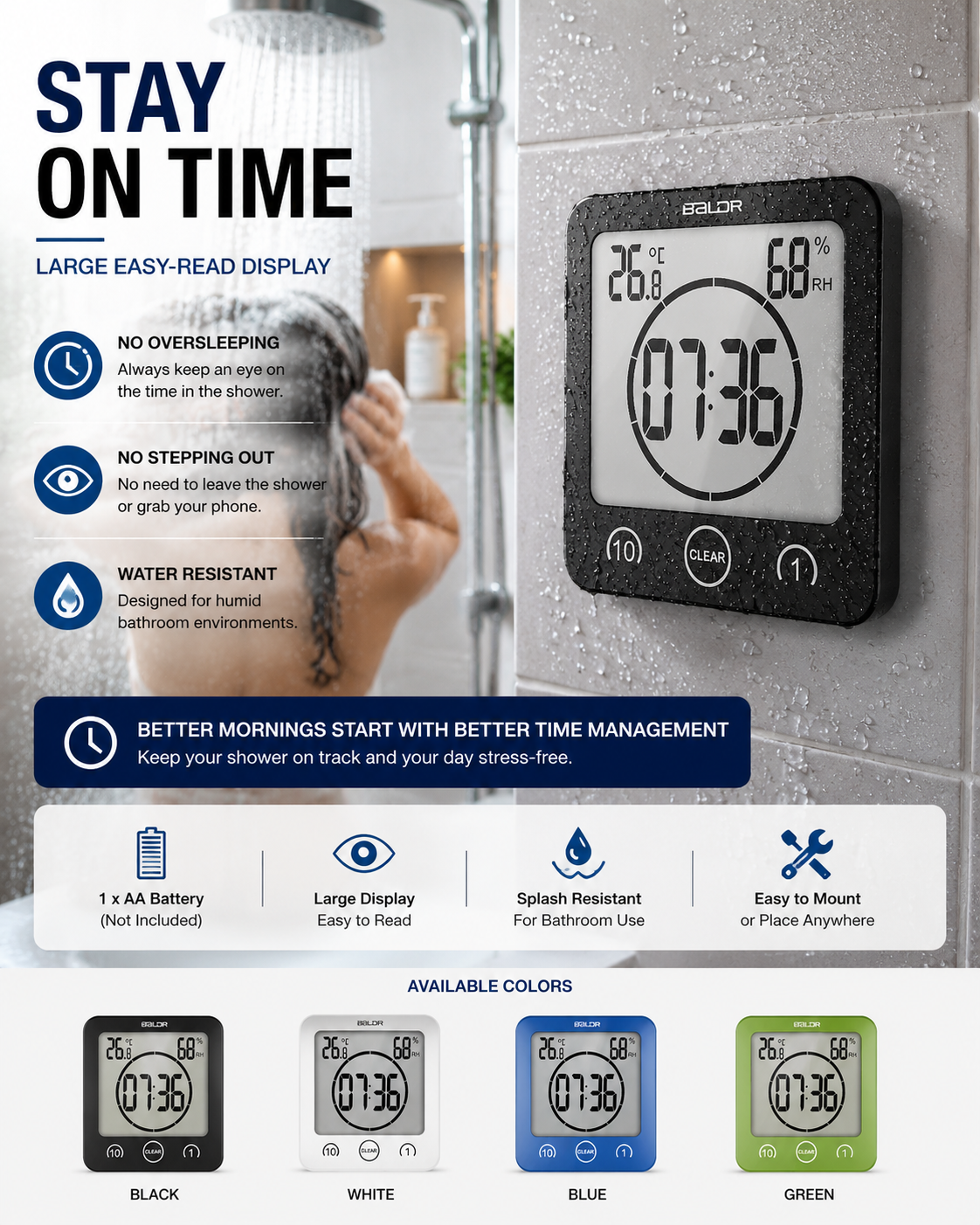 Waterproof Shower Timer for Bathroom