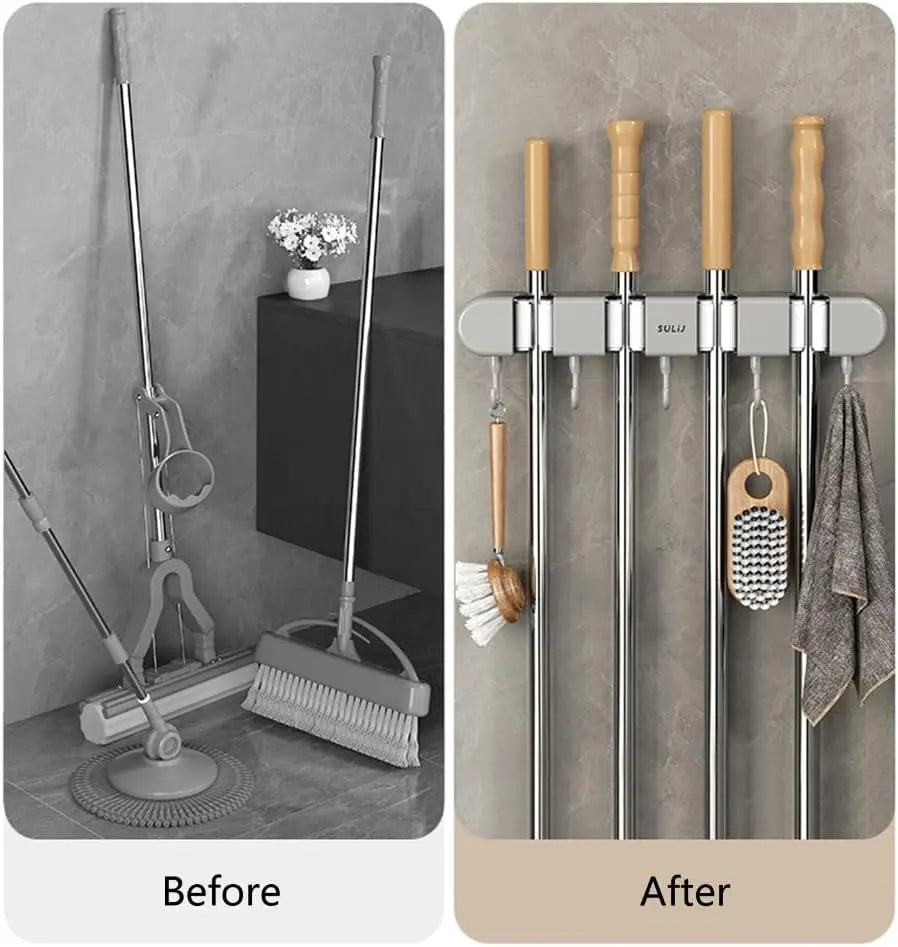 Wall-Mounted Broom & Mop Holder