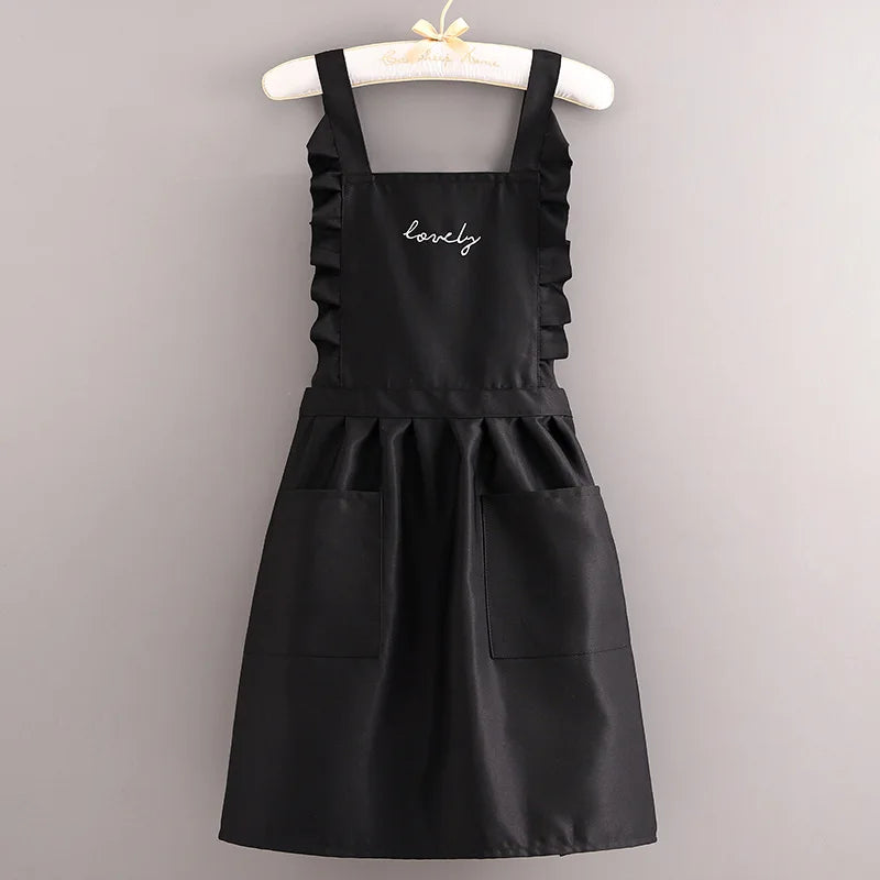 Water-Repellent Women's Apron with Floral Pattern