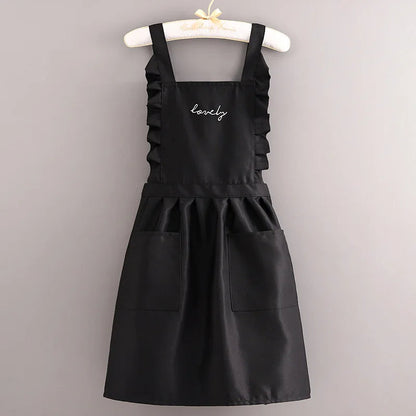 Water-Repellent Women's Apron with Floral Pattern