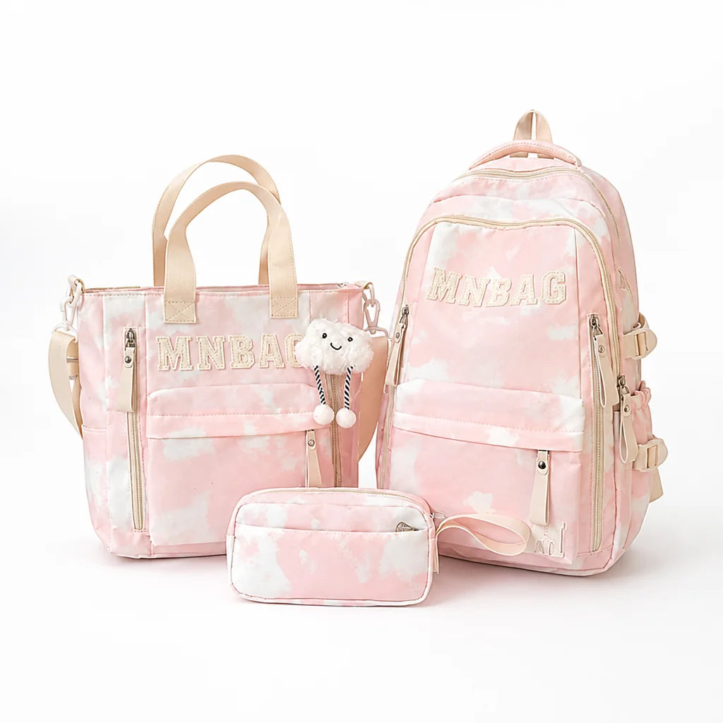 Water-Resistant Padded Strap Travel Backpack Set (3-Piece)