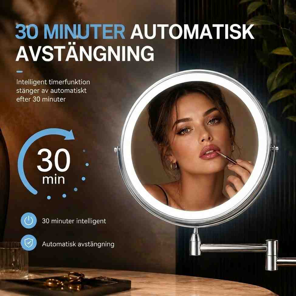 Wall Mirror with LED Lighting and Magnification
