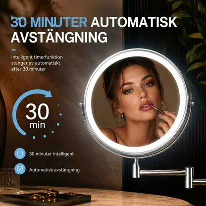 Wall Mirror with LED Lighting and Magnification