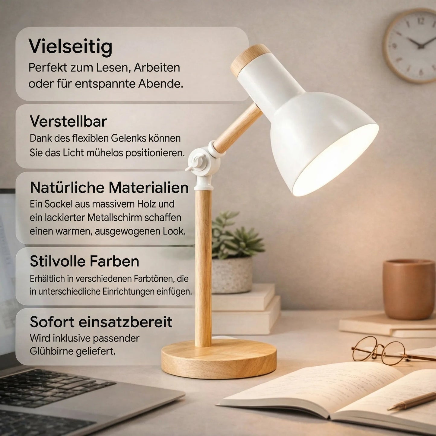 HoutLicht Desk Lamp for Office Desk