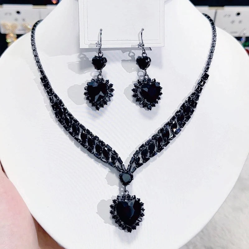 Heart Jewelry Set with Necklace and Earrings