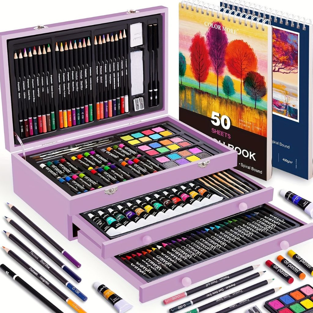 175-piece artist set in wooden box