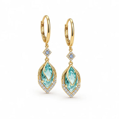 Light Alloy Hoop Earrings (Light Blue & Gold)