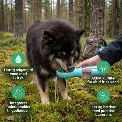 TrailBuddy™ – 3-in-1 Dog Drinking Bottle with Food Container