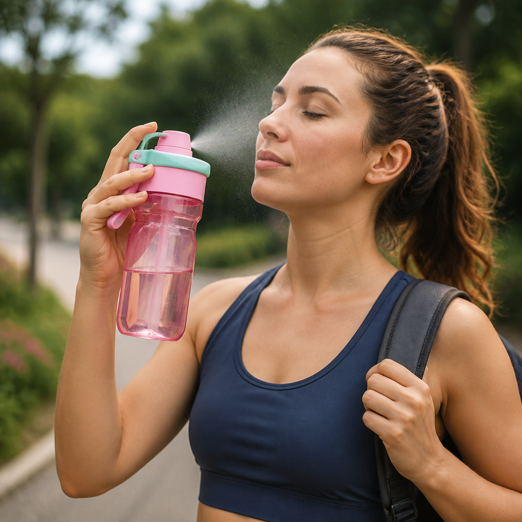 Sports Water Bottle with Spray Function & Straw