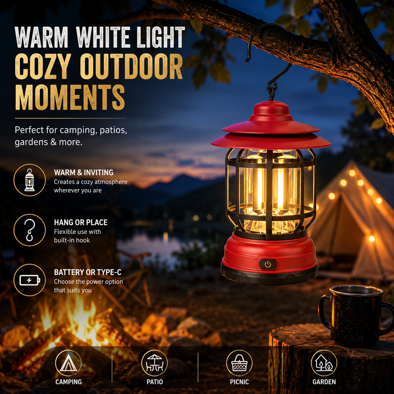 Retro LED Camping Lamp VintageGlow