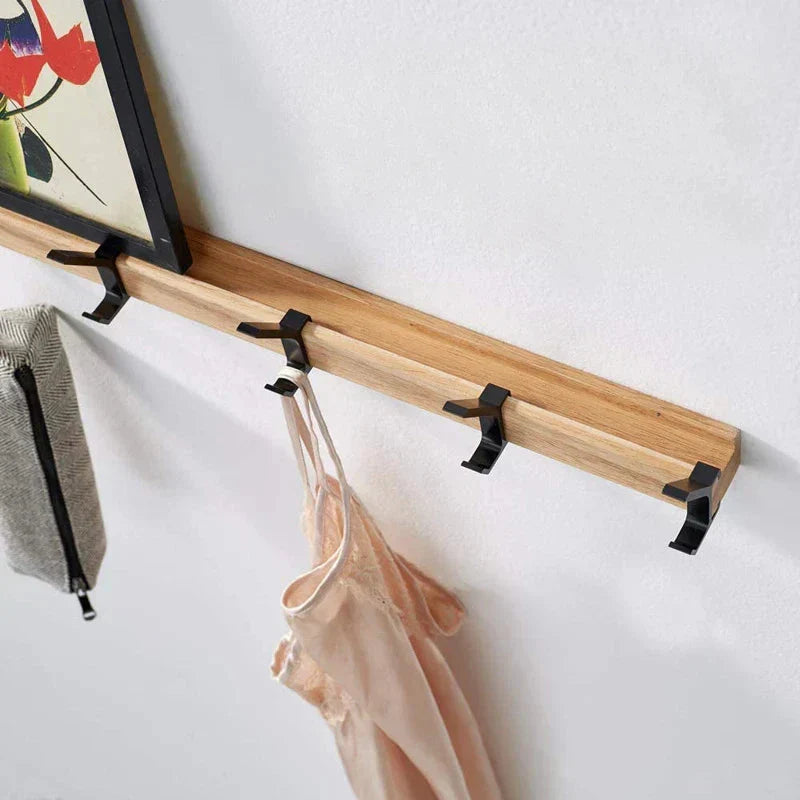 Wall-mounted coat rack with adjustable double hooks