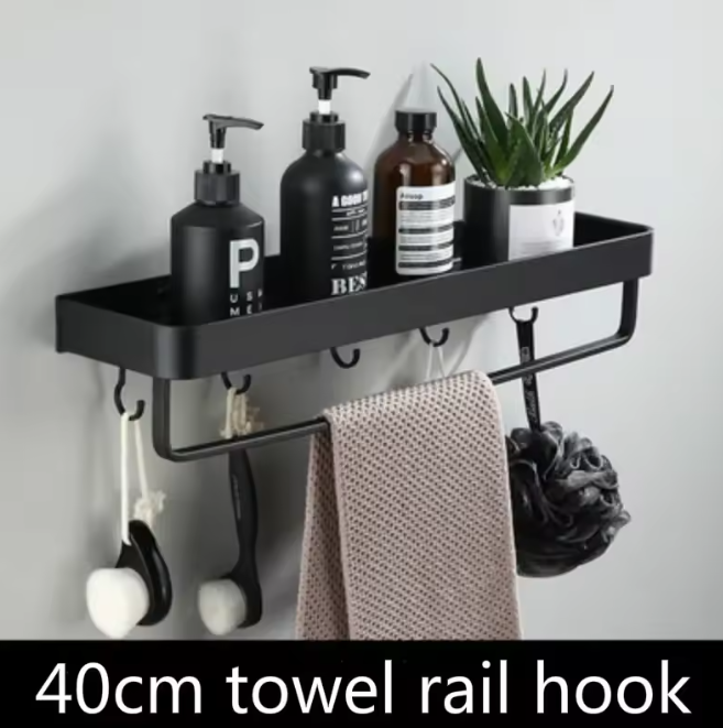 Kellan Wall-Mounted Bathroom Shelf Black