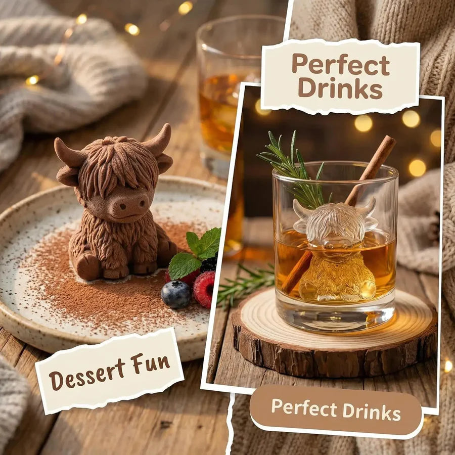 Highland Cow Ice Cube Mold 3D Silicone Ice Tray