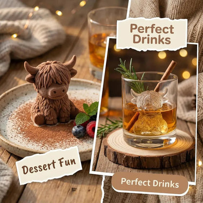 Highland Cow Ice Cube Mold 3D Silicone Ice Tray