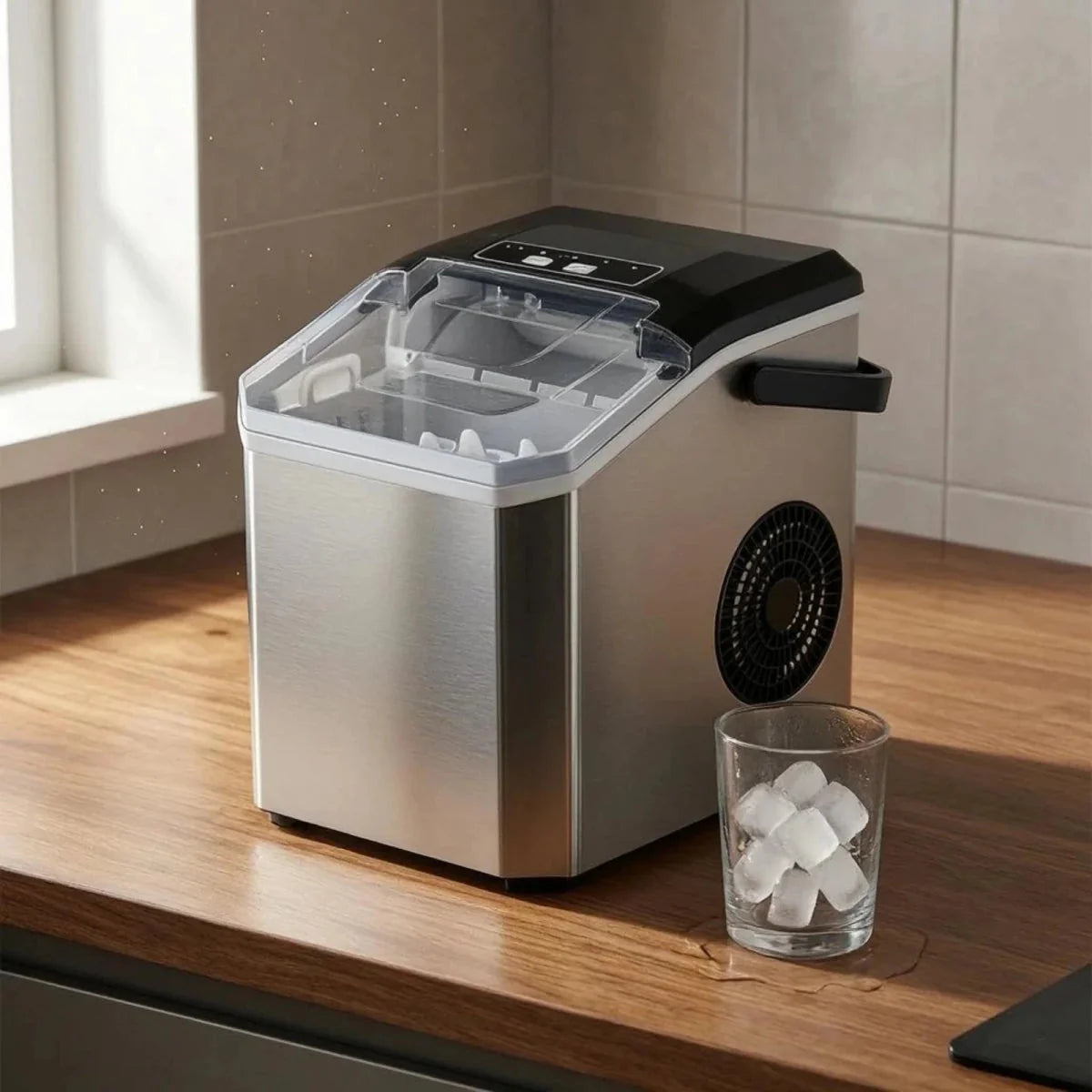 ICEFLOW Compact Ice Maker with Transparent Lid