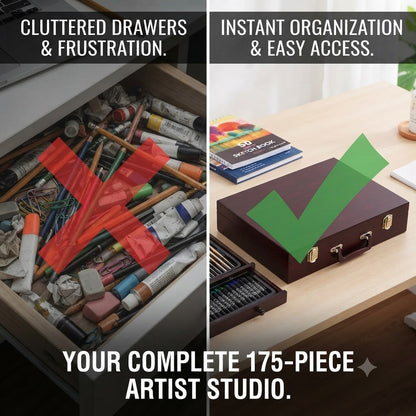 175-piece artist set in wooden box