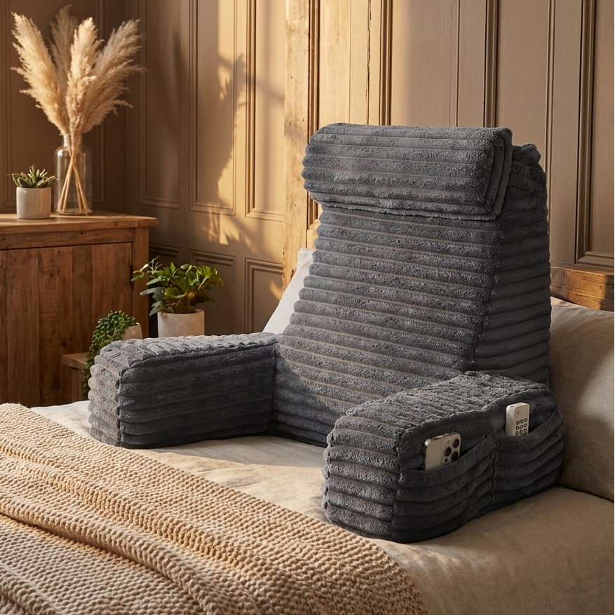 Back Support Cushion with Armrests & Headrest