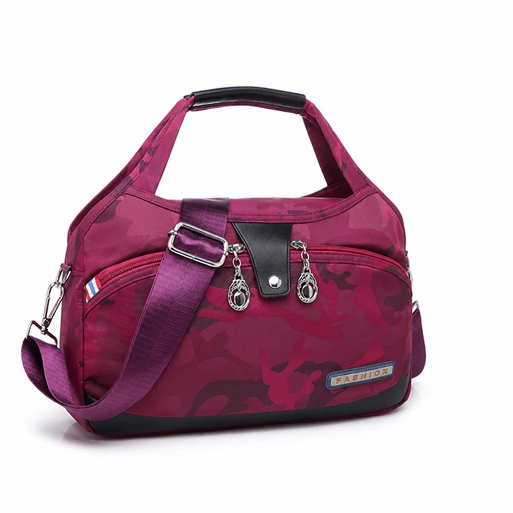 Anti-theft waterproof nylon crossbody bag with multiple zippers
