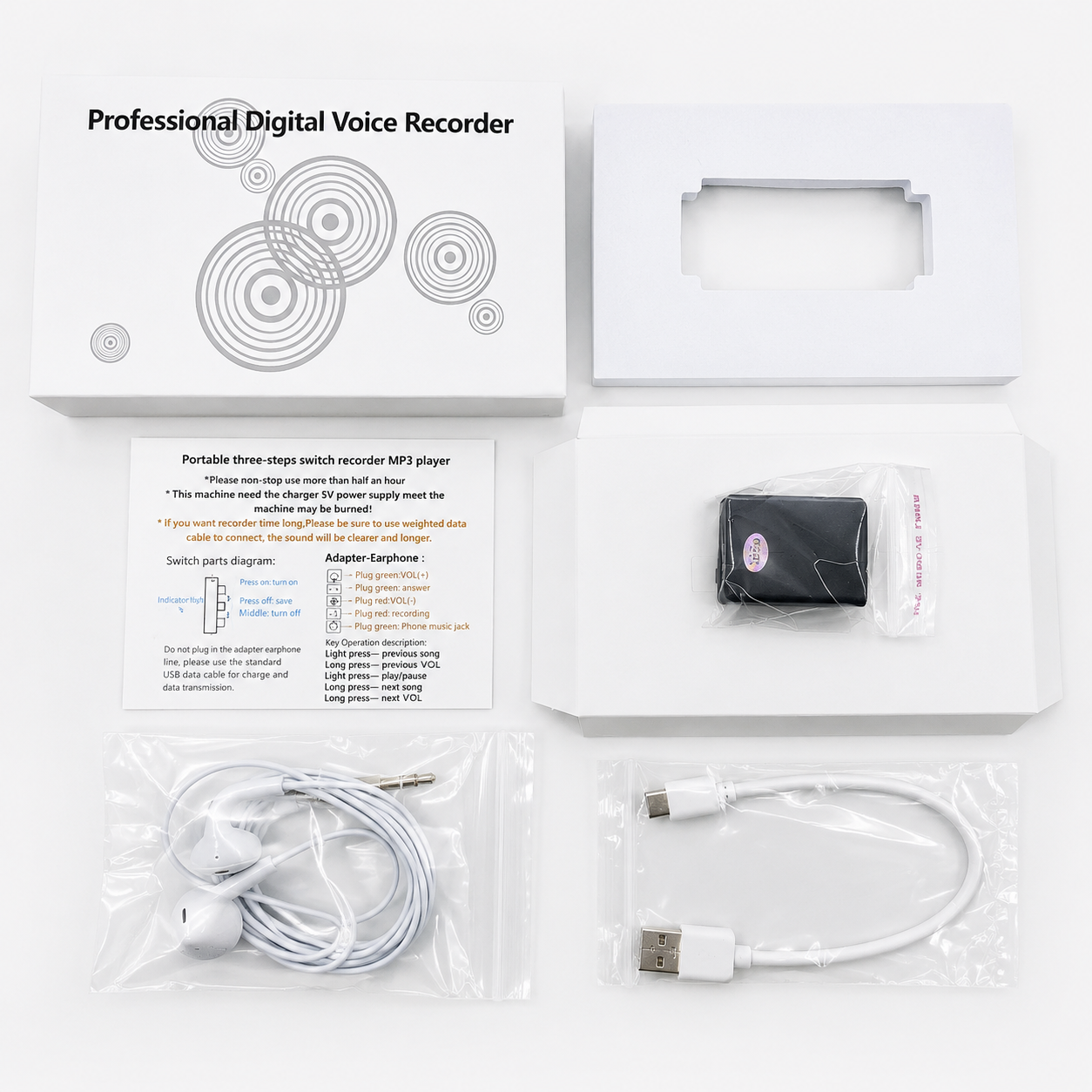 VoiceNote Mini Dictaphone with Voice Activation
