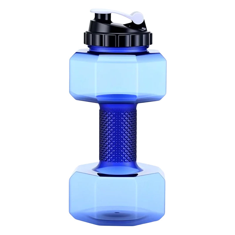 Dumbbell-shaped BPA-free drinking bottle with flip lid