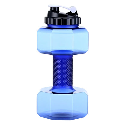 Dumbbell-shaped BPA-free drinking bottle with flip lid