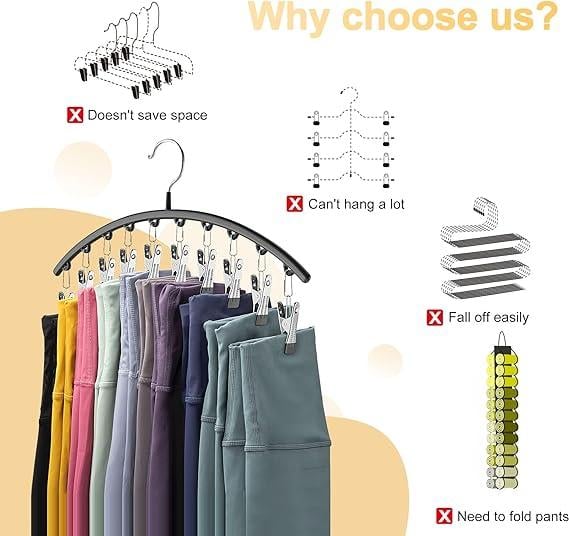 Leggings Organizer Clothes Hanger with Rubber Clips