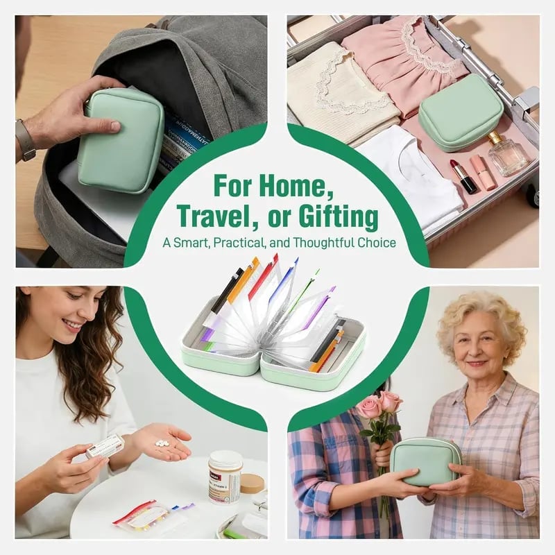 Pill Organizer with 14 Compartments and Zipper