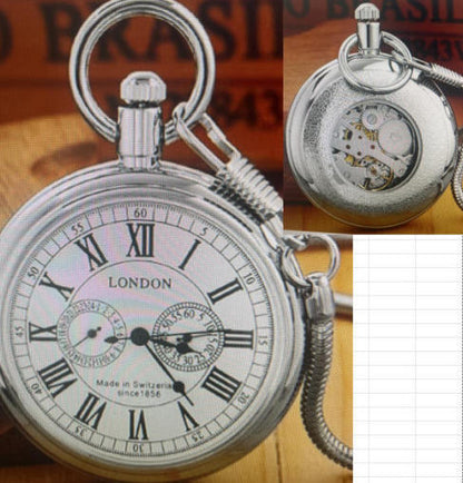 Mechanical Pocket Watch with Floral Engraving Design