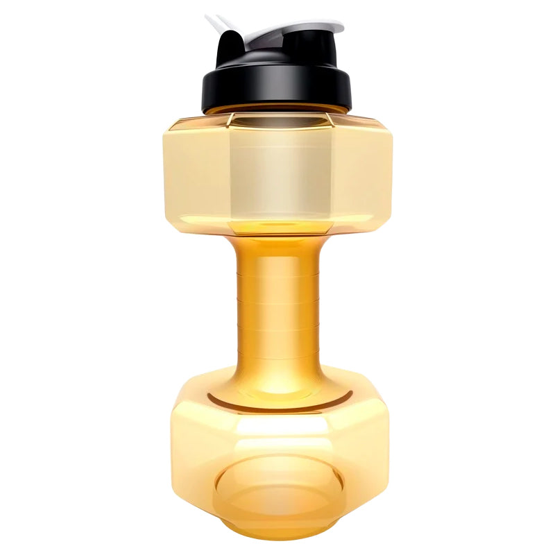 Dumbbell-shaped BPA-free drinking bottle with flip lid