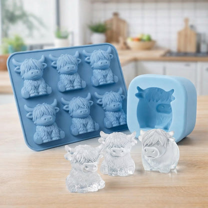 Highland Cow Ice Cube Mold 3D Silicone Ice Tray