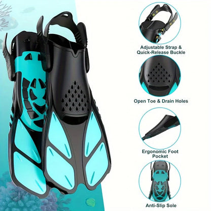Adjustable Short Snorkeling Fins – Open Heel