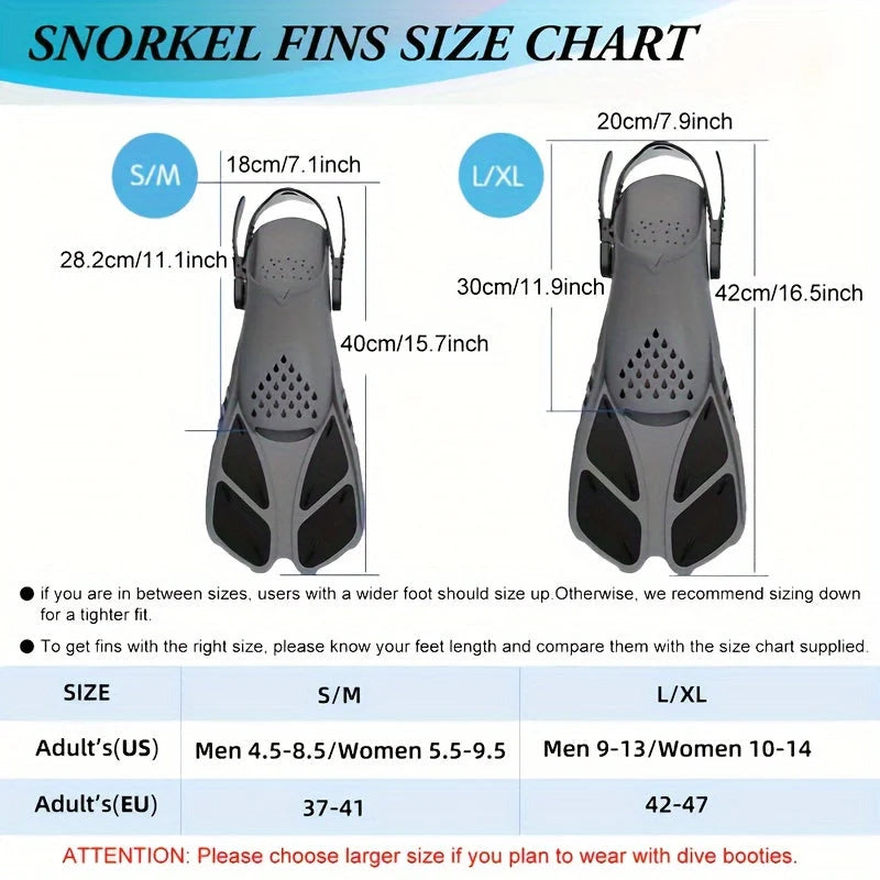 Adjustable Short Snorkeling Fins – Open Heel