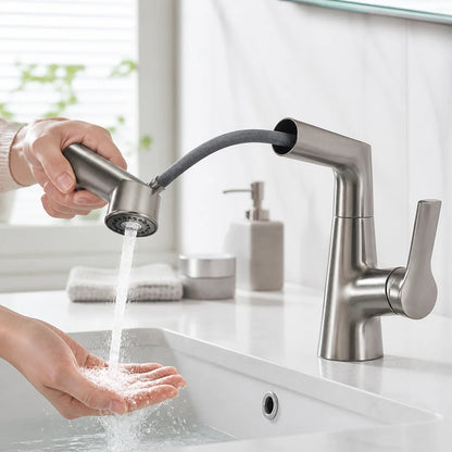 Extendable 360° Swivel Single-Hole Faucet with Ceramic Valve