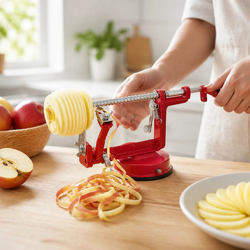 Stainless Steel 3-in-1 Apple Peeler (with Suction Base)