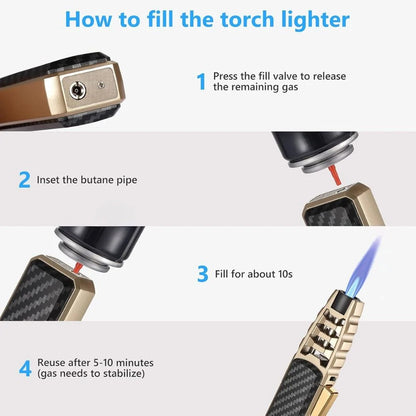 Windproof kitchen torch with gas burner
