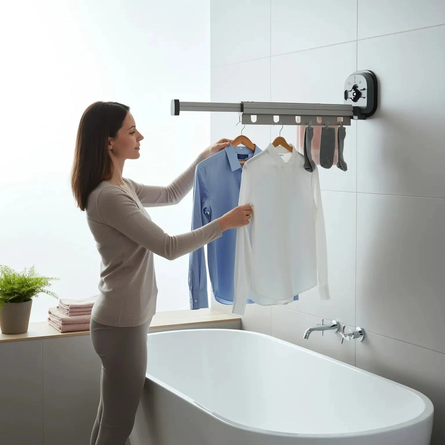 Wall-mounted clothes dryer without drilling for small spaces