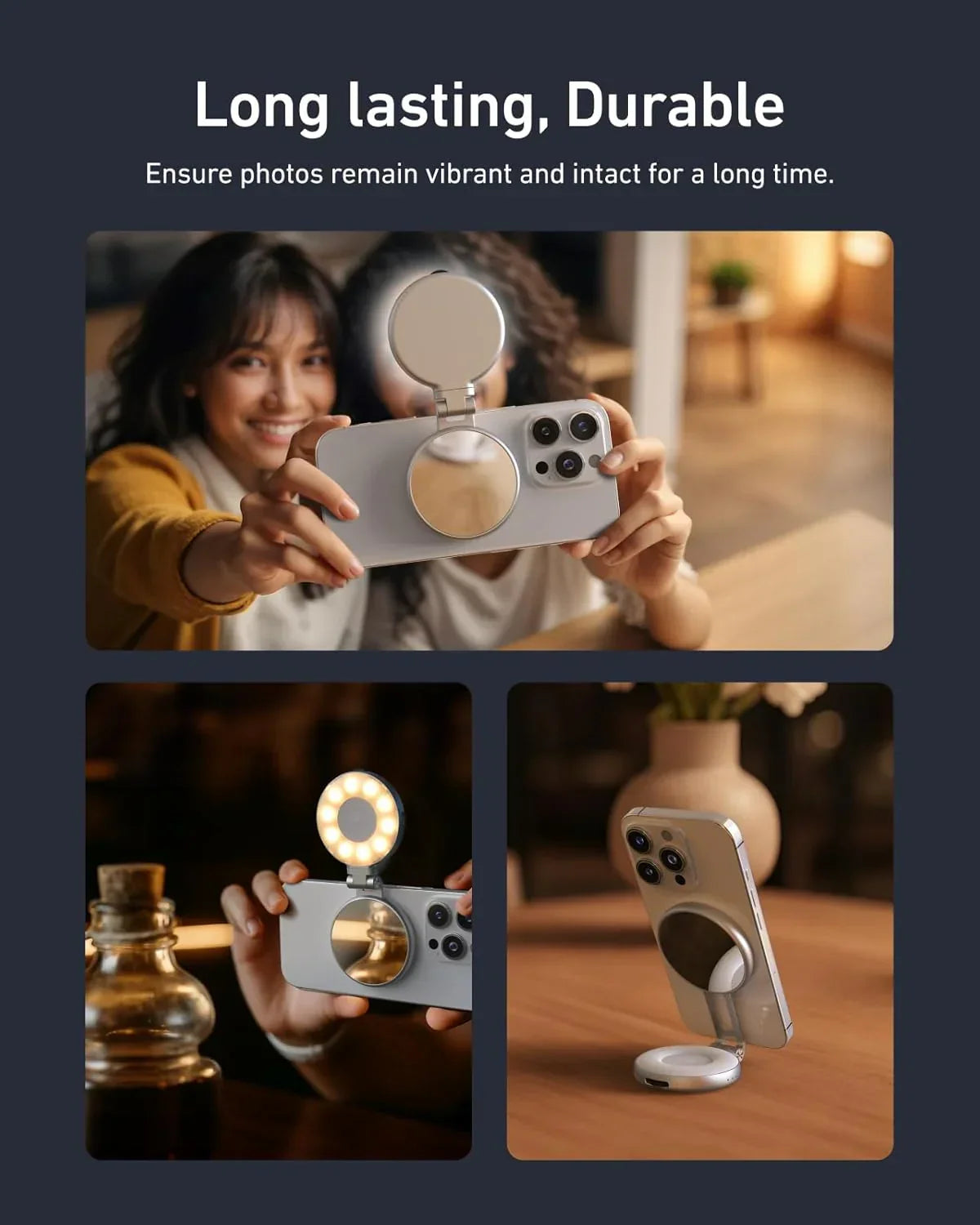 TELESIN C03 Magnetic Selfie Light with Mirror