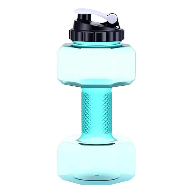 Dumbbell-shaped BPA-free drinking bottle with flip lid