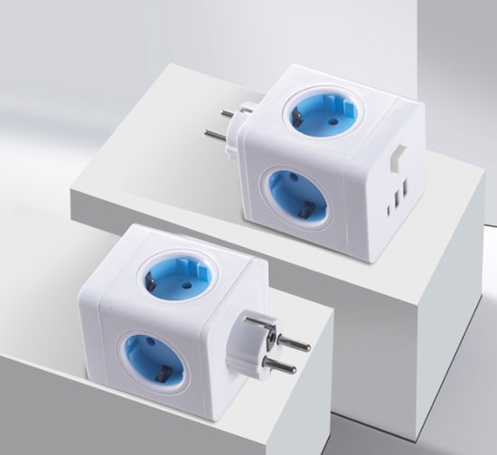 5-in-1 Plug Cube Adapter with USB & On/Off Switch