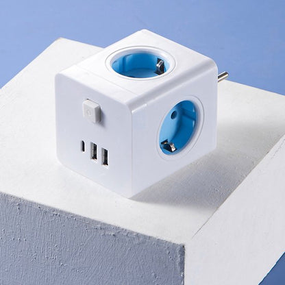 5-in-1 Plug Cube Adapter with USB & On/Off Switch