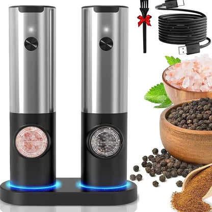 Electric Spice Grinder Set with USB-C Charging Station