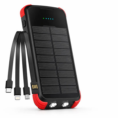 Solar-Powered High-Capacity Power Bank (Integrated Multi-Charging Cables & Jump Starter)